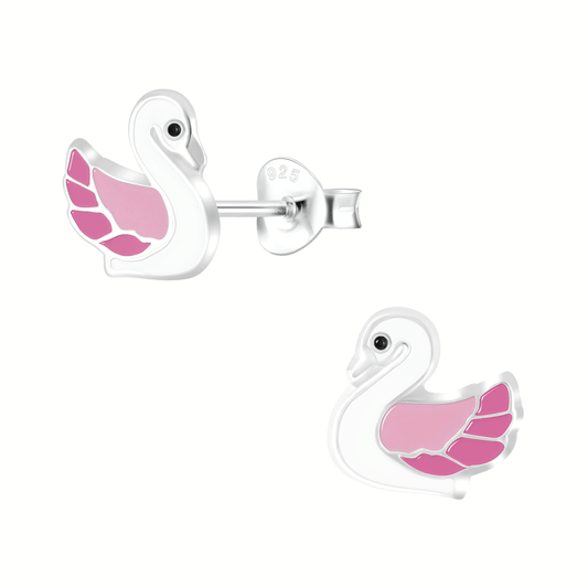 Children's earrings, 925 silver, duck
