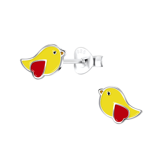 Children's earrings, 925 silver, duck