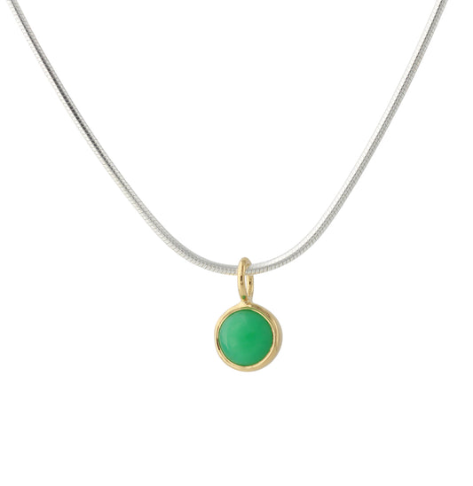 Silberanhänger mit 6 mm Chrysopras, 18ct vergoldet