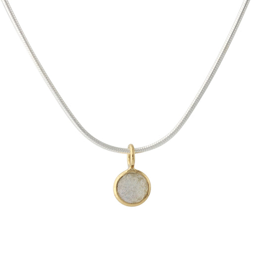 Silberanhänger mit 6 mm Labradorit, 18ct vergoldet