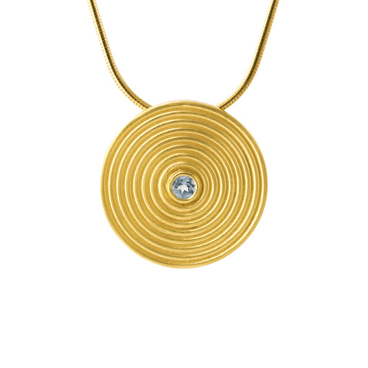 Silberanhänger, 18ct goldplattiert, mit London Blue Topas