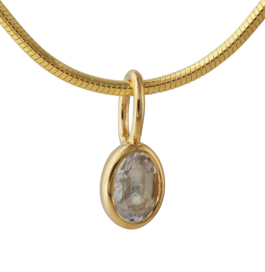 Silberanhänger mit 4x6mm Mondstein, 18ct goldplattiert