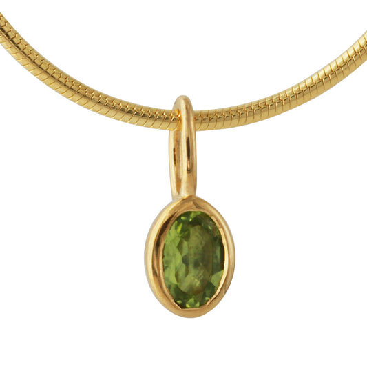 Silberanhänger mit 4x6mm Peridot, 18ct goldplattiert