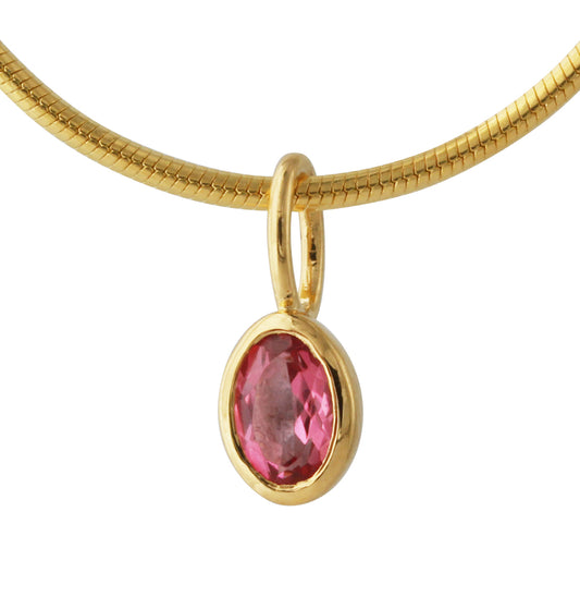 Silberanhänger mit 4x6mm Pink Topas, 18ct goldplattiert