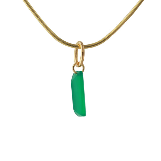 Silberanhänger mit 4x12mm Onyx grün, 18ct goldplattiert