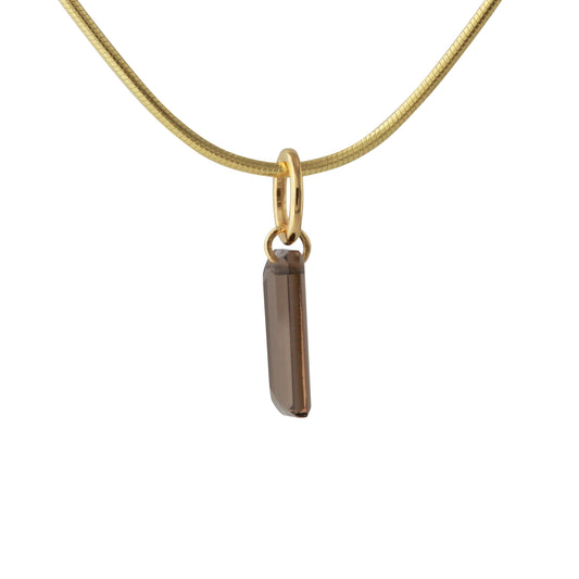 Silberanhänger mit 4x12mm Rauchquarz, 18ct goldplattiert