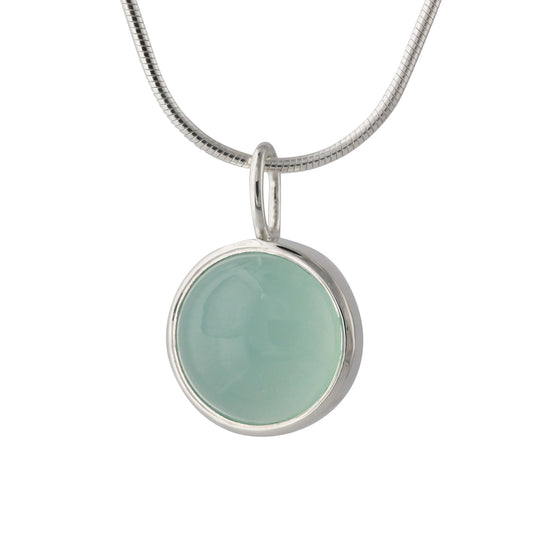 Silberanhänger mit 12mm Aqua Chalcedon
