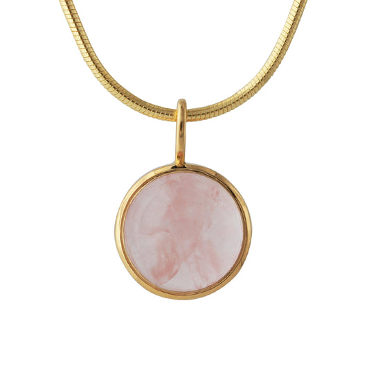 Silberanhänger mit 12mm Rosenquarz, 18ct goldplattiert