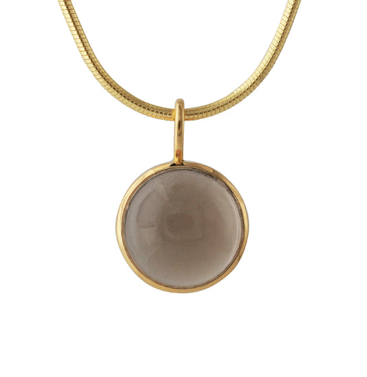 Silberanhänger mit 12mm Rauchquarz, 18ct goldplattiert