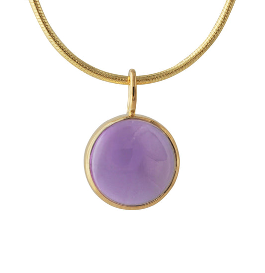 Silberanhänger mit 12mm Amethyst, 18ct goldplattiert
