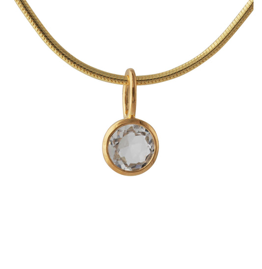 Silberanhänger mit 6mm Bergkristall, 18ct goldplattiert