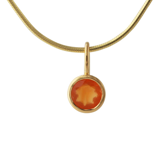 Silberanhänger mit 6mm Carneol, 18ct goldplattiert