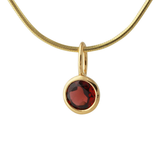 Silberanhänger mit 6mm Granat, 18ct goldplattiert