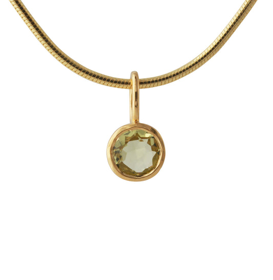 Silberanhänger mit 6mm Lemonquarz, 18ct goldplattiert