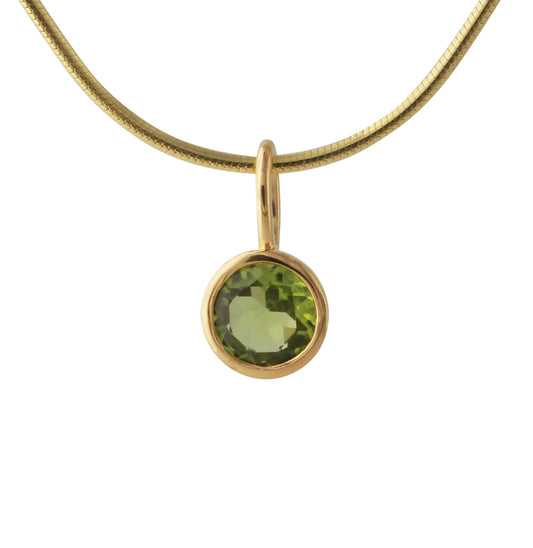 Silberanhänger mit 6mm Peridot, 18ct goldplattiert