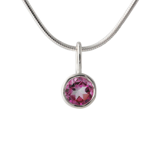 Silberanhänger mit 6mm Pink Topas