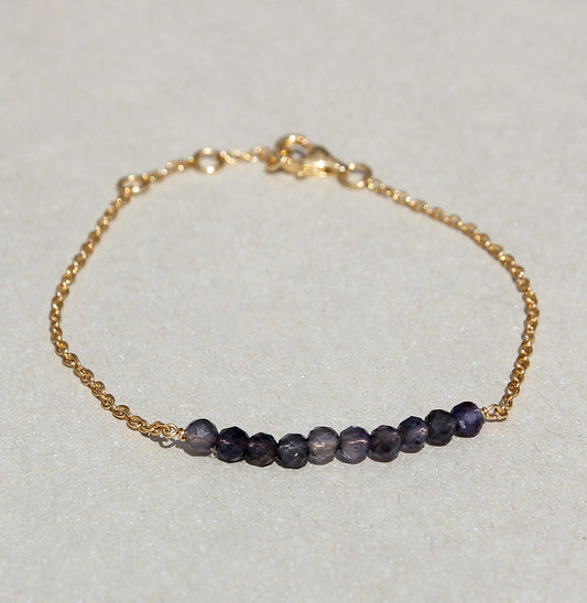 Silberarmband vergoldet mit Iolith,  16+2cm
