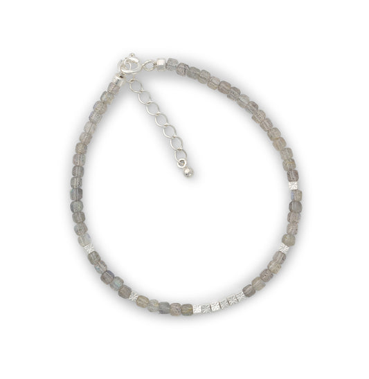 Silver bracelet gold-plated with labradorite | 16+3cm 