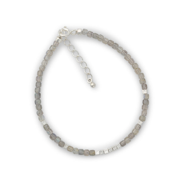 Silver bracelet gold-plated with labradorite | 16+3cm 