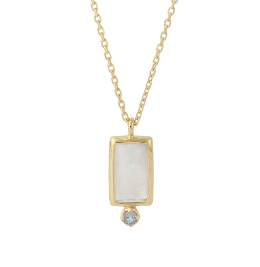 Silver earrings with 5x9mm moonstone &amp; 2mm topaz, 18ct gold plated