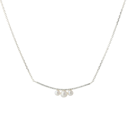 Silbercollier mit 3 & 4 mm SWZ-Perle, Kette 40+5 cm