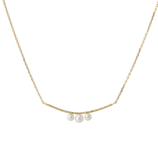 Silbercollier 18ct vergoldet mit 3 & 4 mm SWZ-Perle, Kette 40+5 cm