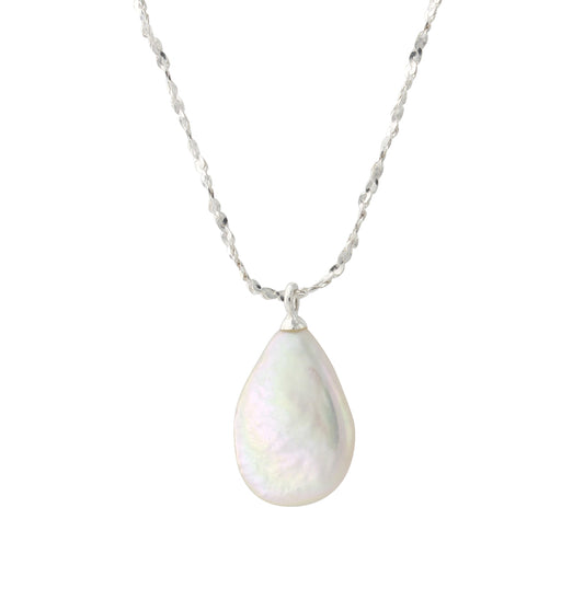 Silbercollier mit 9x13mm SWZ-Perle, Kette 40+5 cm