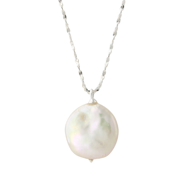 Silbercollier mit 13mm SWZ-Perle, Kette 40+5 cm