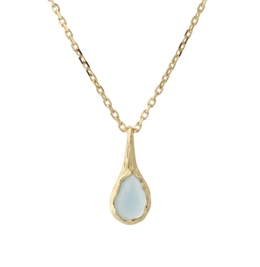Silbercollier 18ct vergoldet mit 4x6mm Chalcedon, Kette 40+5 cm