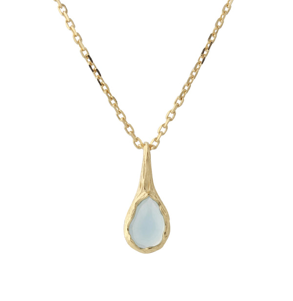 Silbercollier 18ct vergoldet mit 4x6mm Chalcedon, Kette 40+5 cm