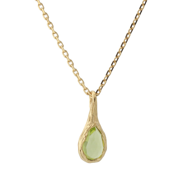 Silbercollier 18ct vergoldet mit 4x6mm Peridot, Kette 40+5 cm
