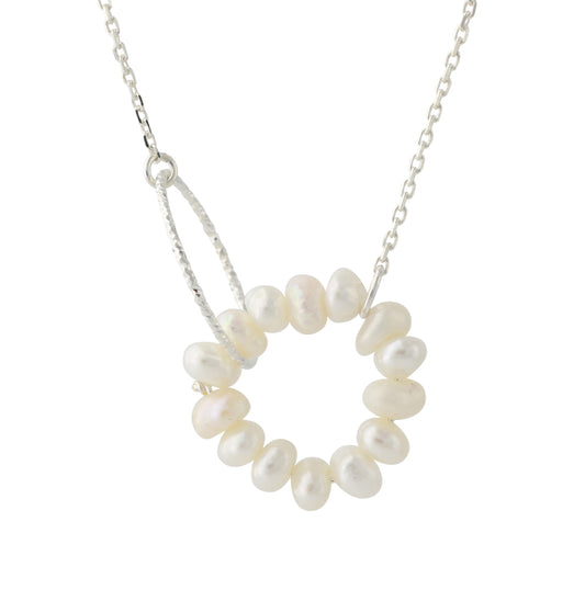 Silbercollier mit SWZ-Perle, Kette 40+5 cm