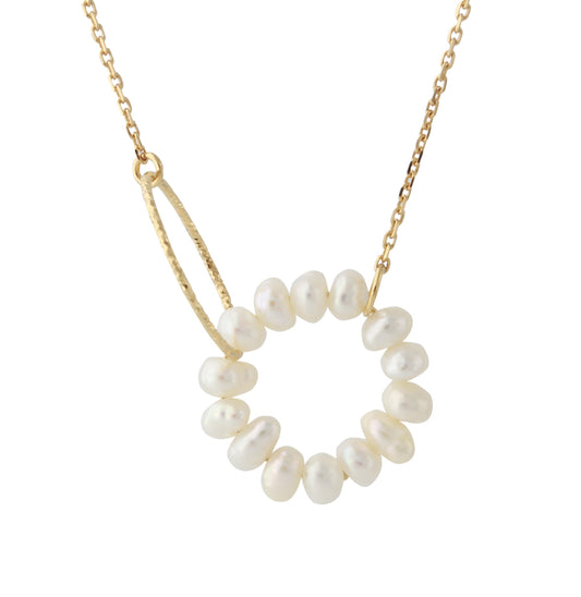 Silbercollier 18ct vergoldet mit SWZ-Perle, Kette 40+5 cm