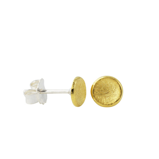 Silberohrstecker Schale, 18ct goldplattiert, 6mm