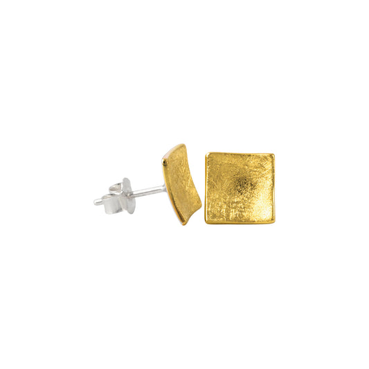 Silberohrstecker "Quadrat", 18ct goldplattiert