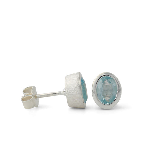 Silberohrstecker oval Topas