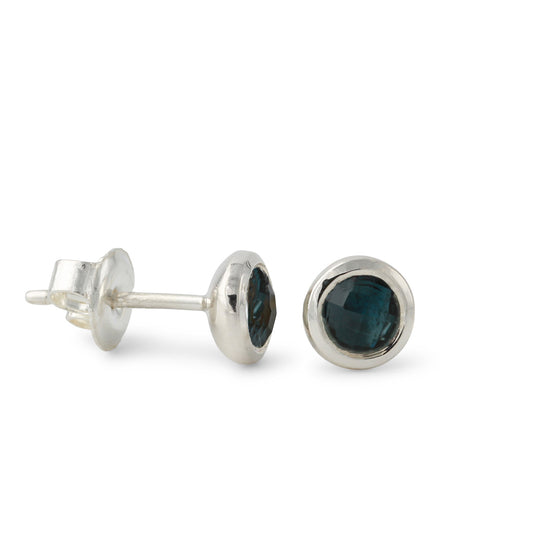 Silberohrstecker mit London Blue Topas| Fine flat