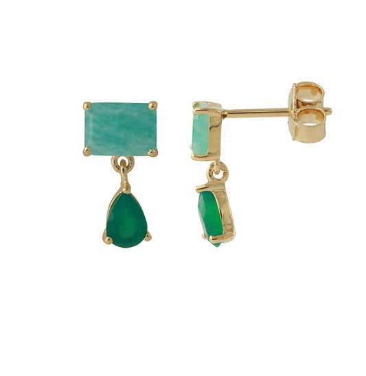 Silver earrings gold-plated with London Blue Topaz | Fine flat