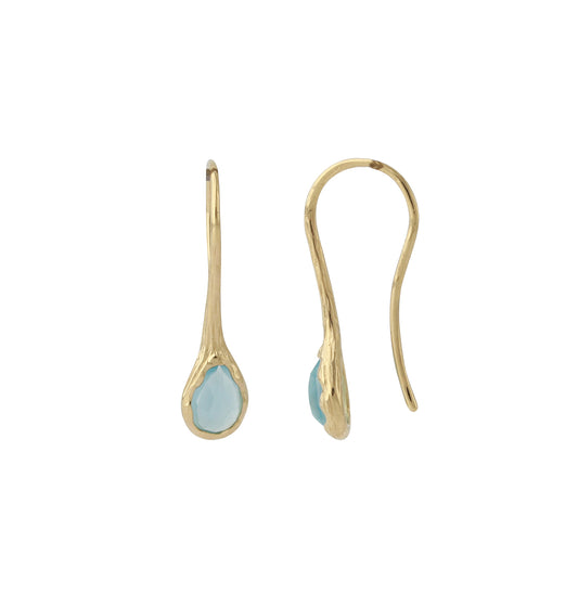 Silver earrings gold-plated with London Blue Topaz | Fine flat