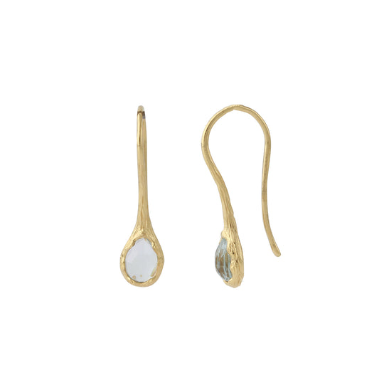 Silver earrings gold-plated with London Blue Topaz | Fine flat