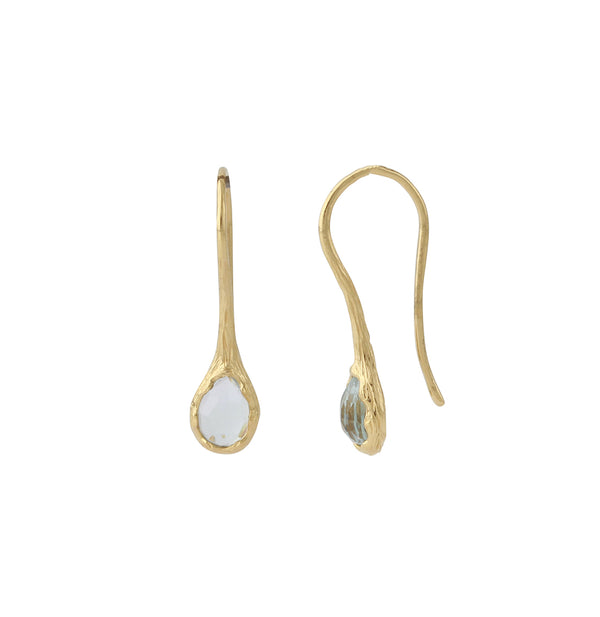 Silver earrings gold-plated with London Blue Topaz | Fine flat