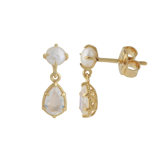 Silver earrings gold-plated with London Blue Topaz | Fine flat
