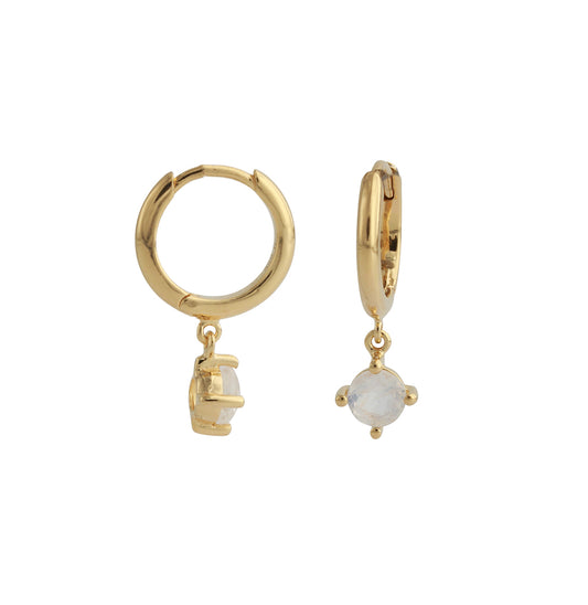 Silbercreole 18ct vergoldet mit 4mm Mondstein