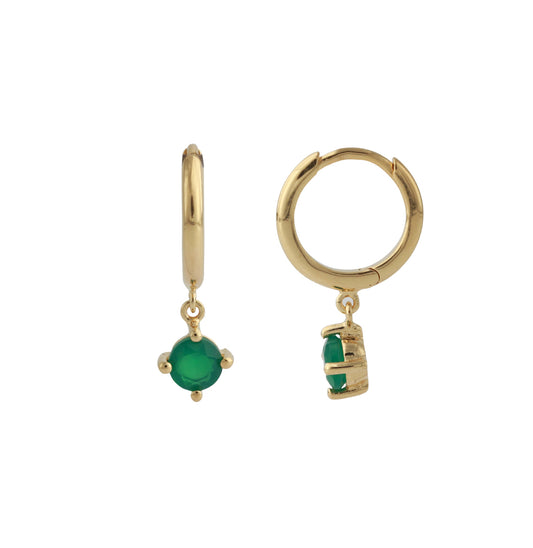 Silbercreole 18ct vergoldet mit 4mm Onyx grün