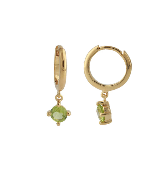 Silbercreole 18ct vergoldet mit 4mm Peridot