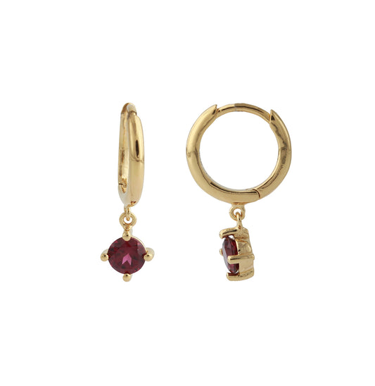 Silbercreole 18ct vergoldet mit 4mm Rhodolith