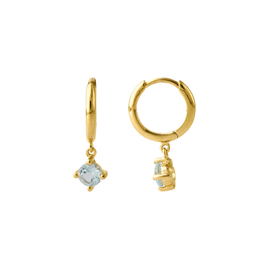 Silver earrings gold-plated with London Blue Topaz | Fine flat