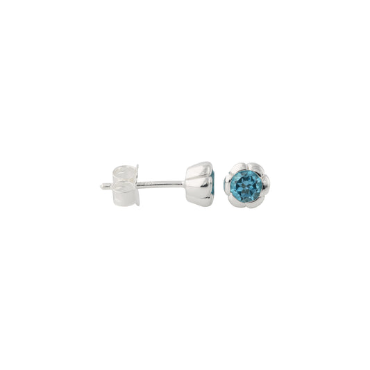 silver earrings round topaz