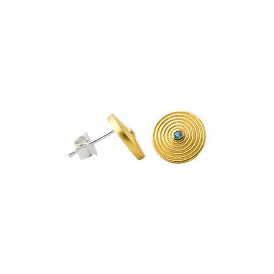 Silberohrstecker, 18ct goldplattiert, mit London Blue Topas