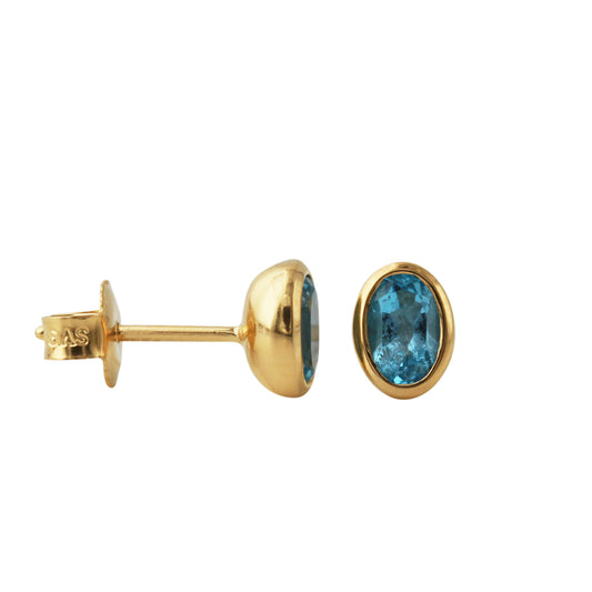 Silberohrstecker mit 4x6mm Topas, 18ct goldplattiert